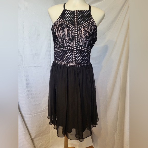 Francescas Elegant Black Lace Dress, Size Large - Picture 3 of 7